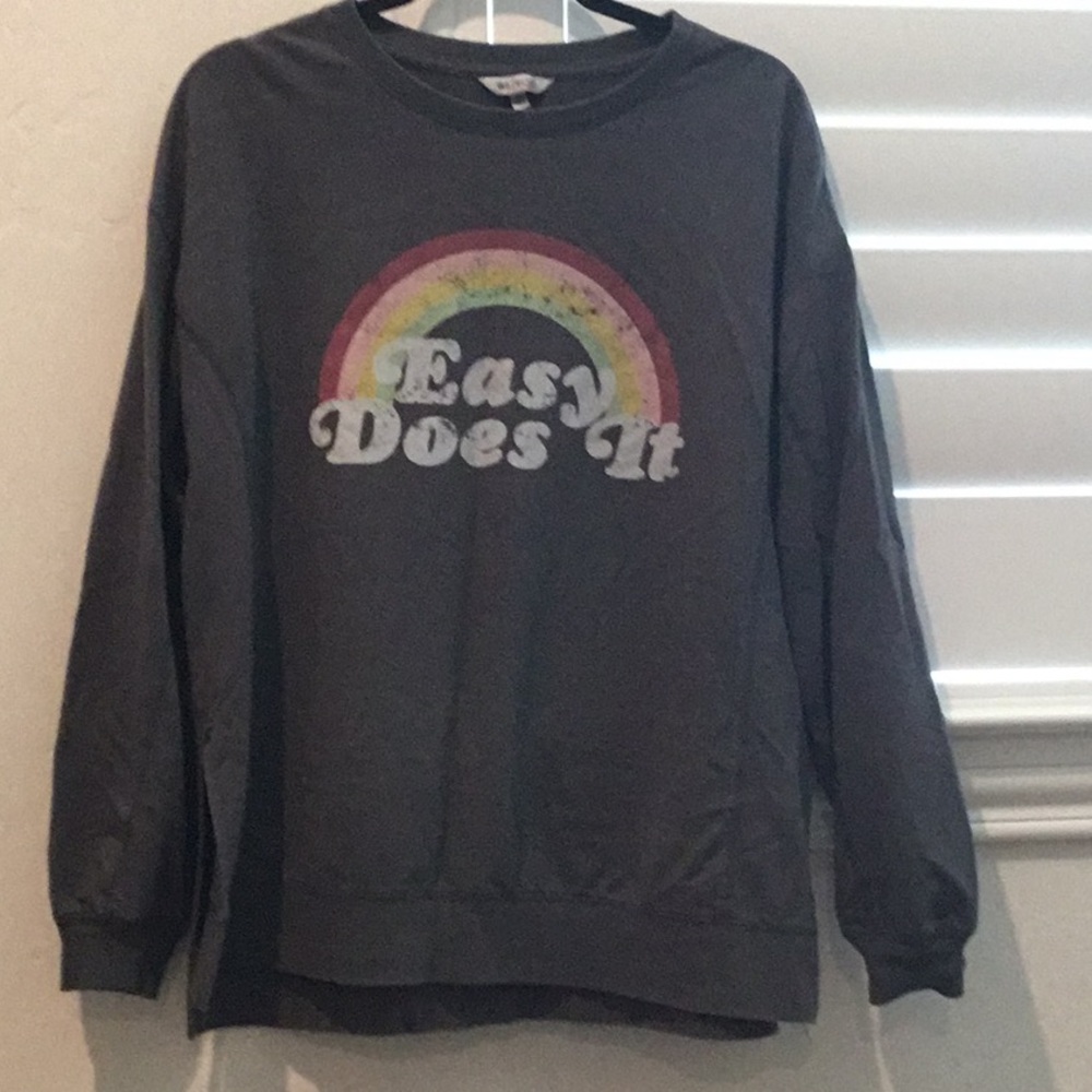Wildfox Gray Crewneck Sweater with Vintage Rainbow Design